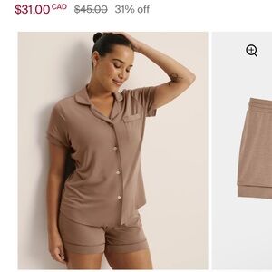 Knix Modal Sleep Pajama Short and Long Sleeve Short Set